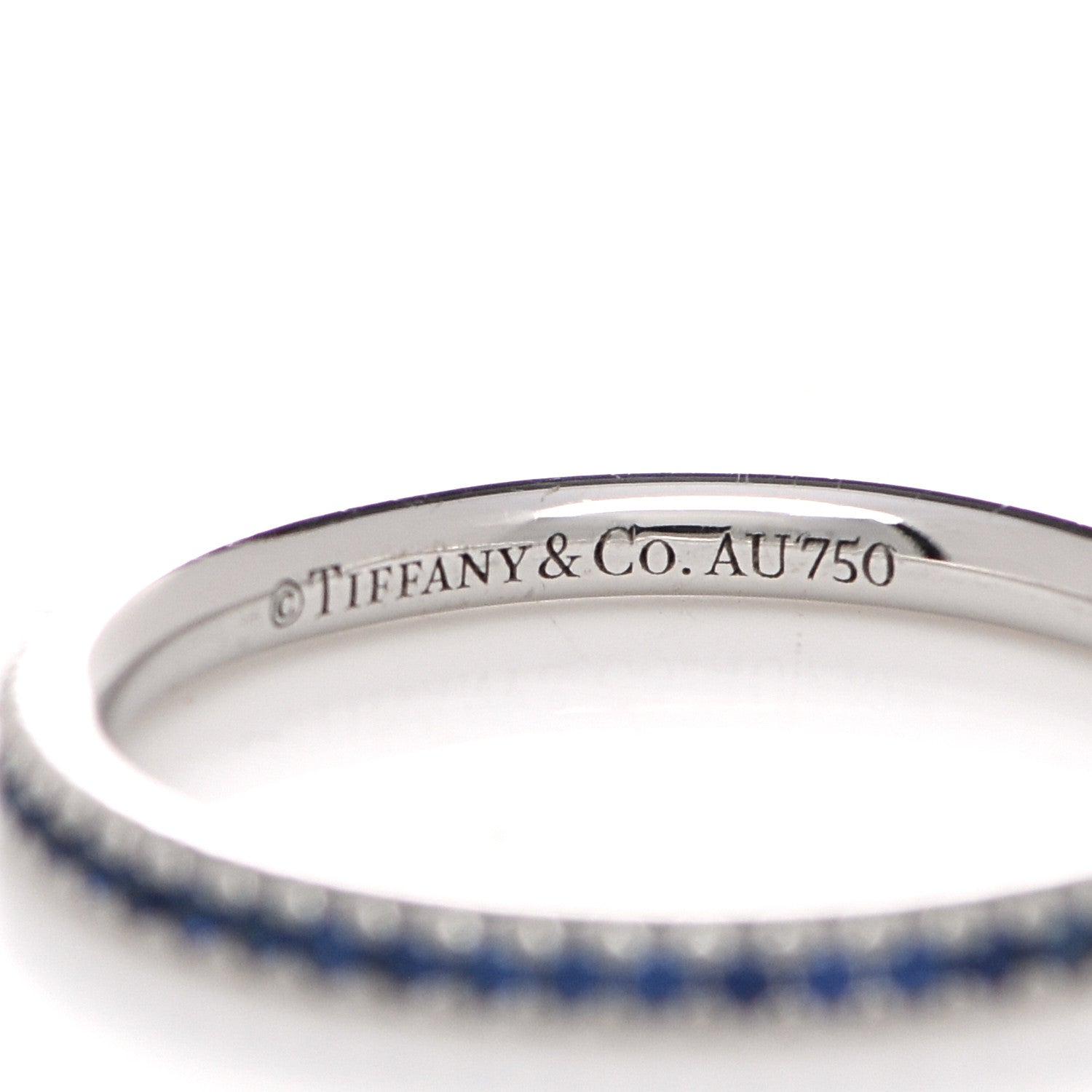 Tiffany 18K White Gold Blue Sapphire Metro Ring 48 4.5 4 of 4
