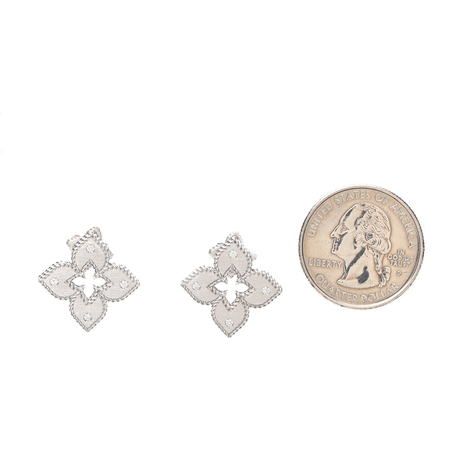 Roberto Coin 18K White Gold Diamond Venetian Princess Stud Earrings 2 of 4