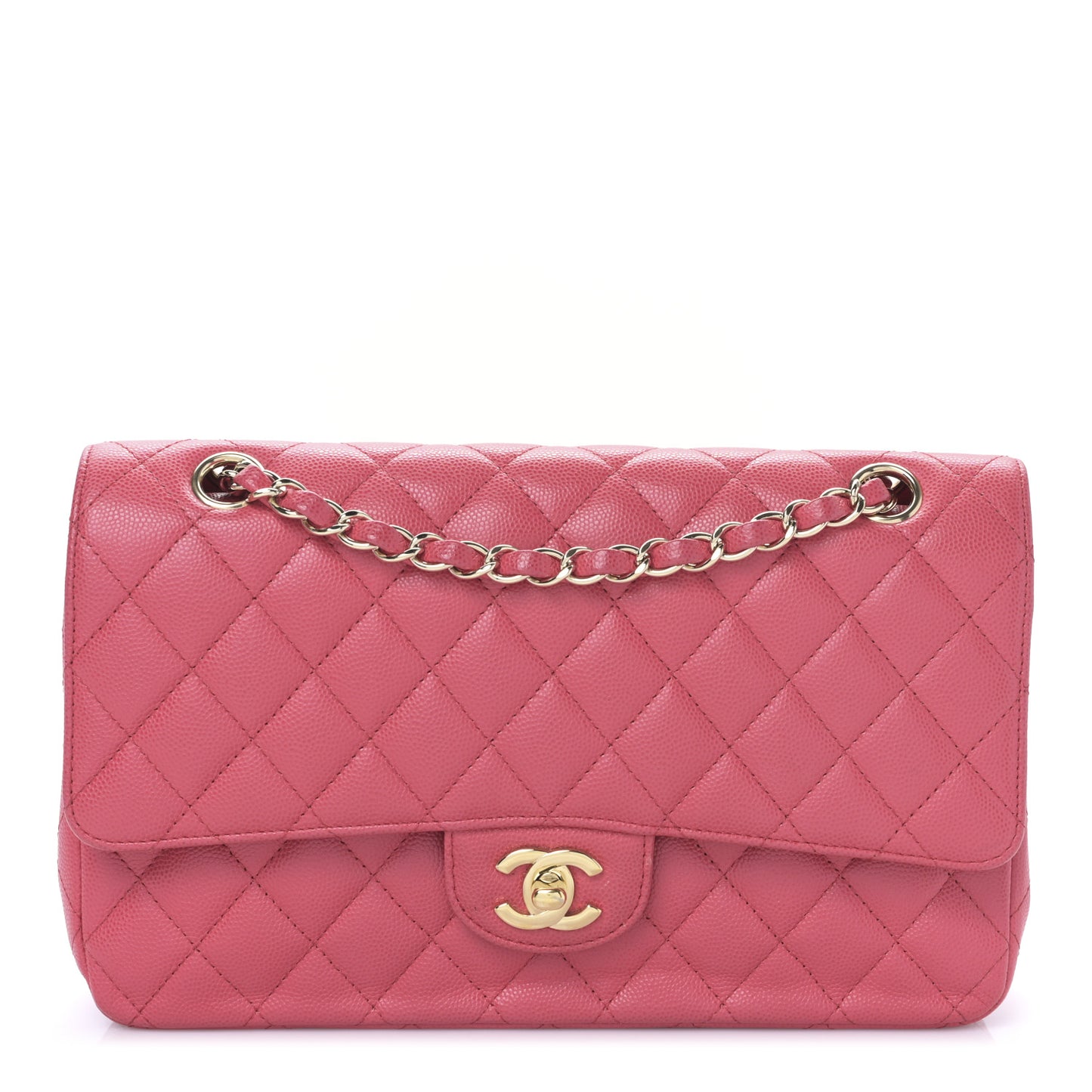 Caviar Quilted Medium Double Flap Dark Pink