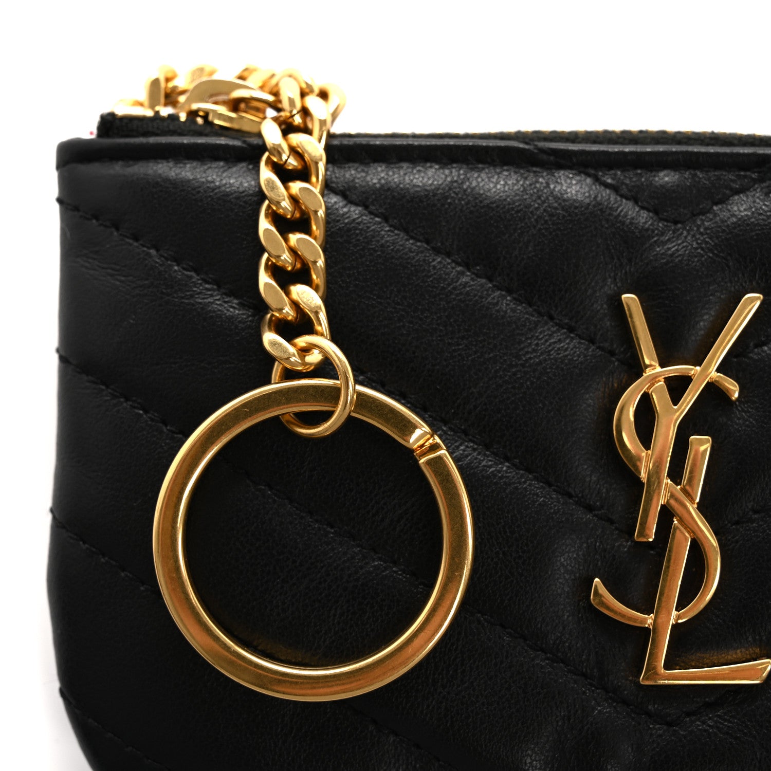 Saint Laurent Calfskin Matelasse Monogram Key Pouch Black 11 of 14