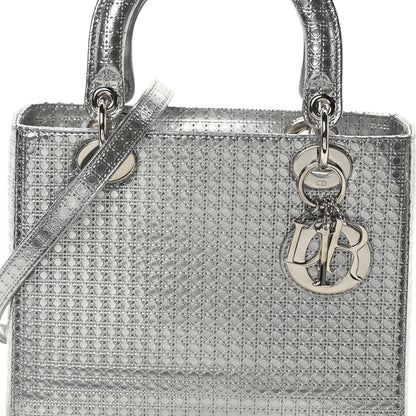 Christian Dior Metallic Patent Micro-Cannage Medium Lady Dior Silver 8 of 10