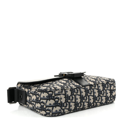 Christian Dior Oblique Jacquard Grained Calfskin Small Saddle Messenger Bag Beige Black 4 of 11