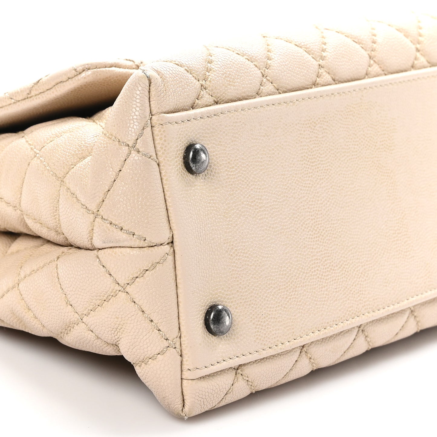 Caviar Quilted Small Coco Handle Flap Light Beige