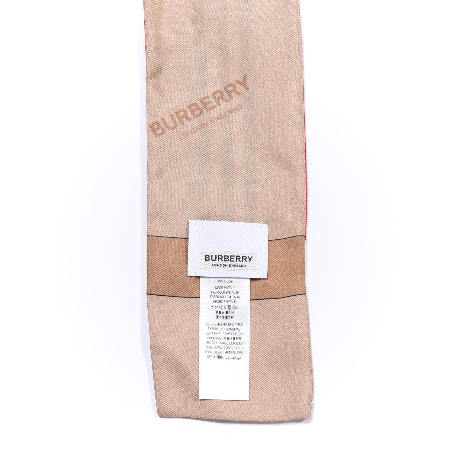 Burberry Silk Icon Stripe Skinny Scarf Archive Beige 3 of 3