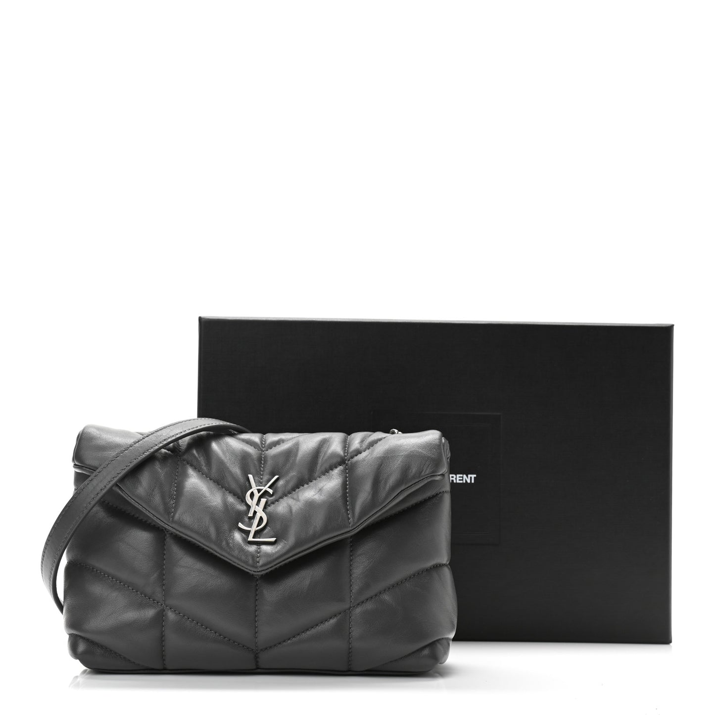 Lambskin Quilted Toy Loulou Puffer Monogram Chain Satchel Storm