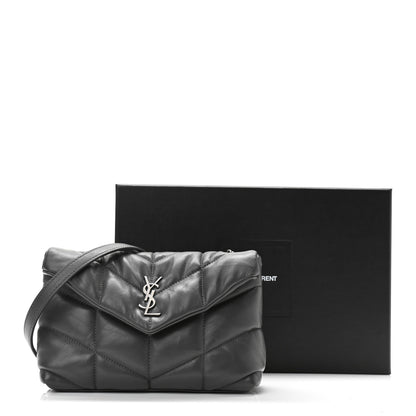 Saint Laurent Lambskin Quilted Toy Loulou Puffer Monogram Chain Satchel Storm 11 of 11