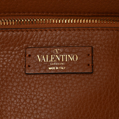 Valentino Garavani Raffia Calfskin Rockstud Tote Naturale Saddle Brown 6 of 9