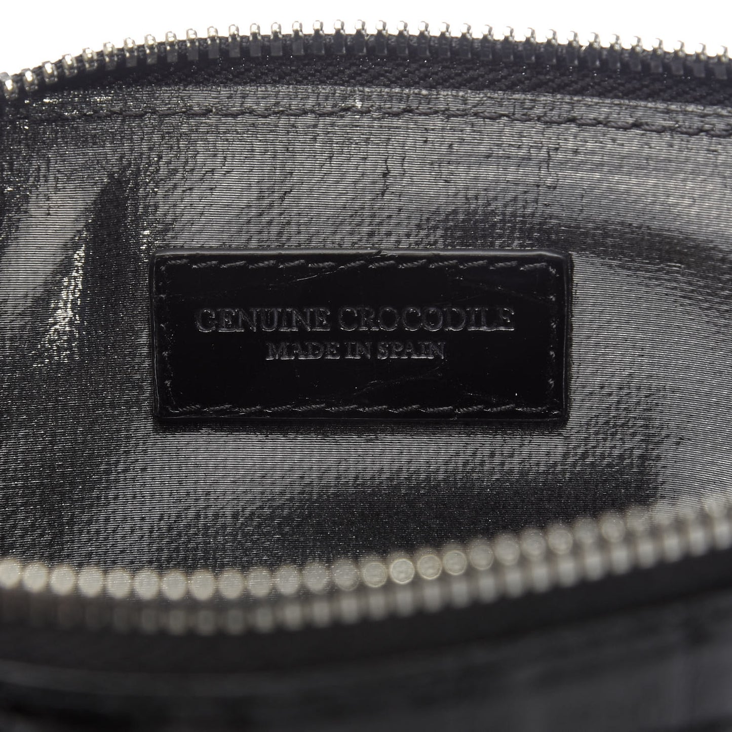Coated Linen Crocodile Medium Erica Shopper Tote Black