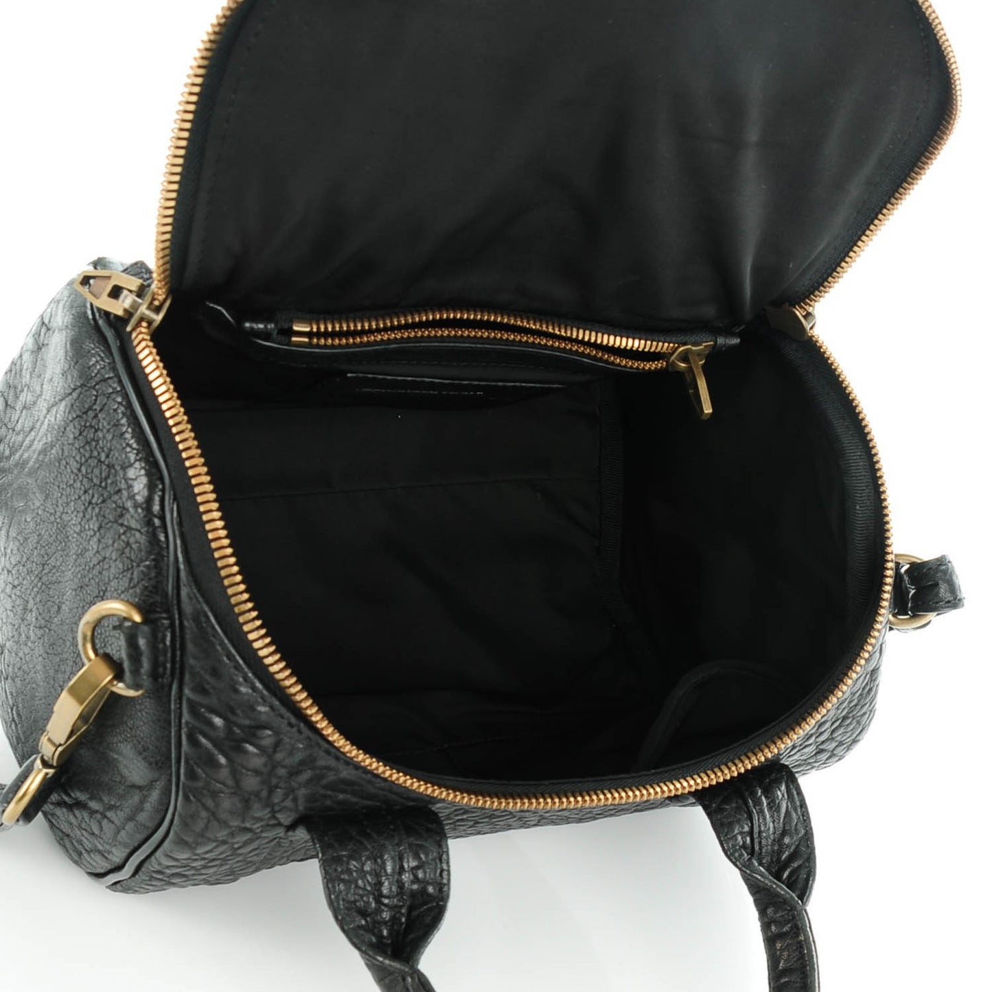Pebbled Lambskin Rockie Black Antique Brass Hardware