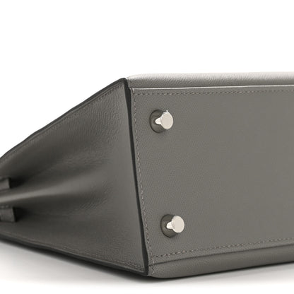 Hermes Madame Calfskin Kelly Sellier 25 Gris Meyer 9 of 11