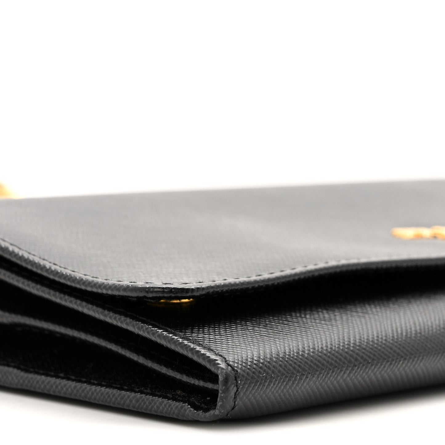 Saffiano Metal Oro Chain Wallet Black