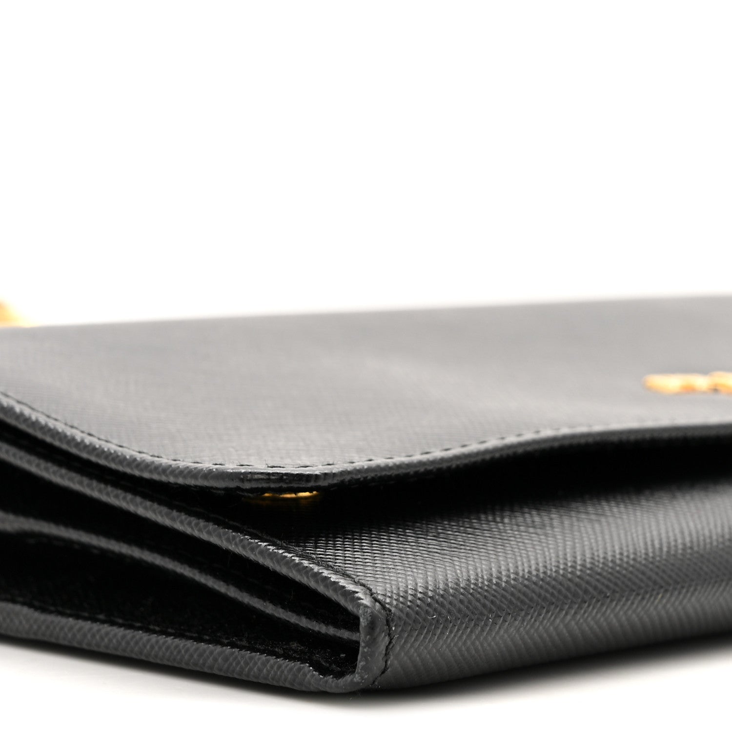 Prada Saffiano Metal Oro Chain Wallet Black 9 of 14