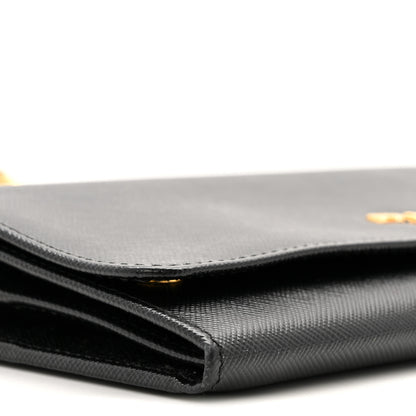 Prada Saffiano Metal Oro Chain Wallet Black 9 of 14