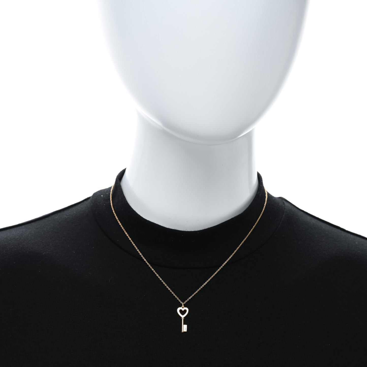 Yellow Gold Mini Heart Key Pendant Necklace