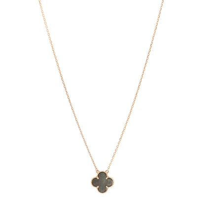 Van Cleef & Arpels 18K Rose Gold Gray Mother of Pearl Vintage Alhambra Pendant Necklace 1 of 6