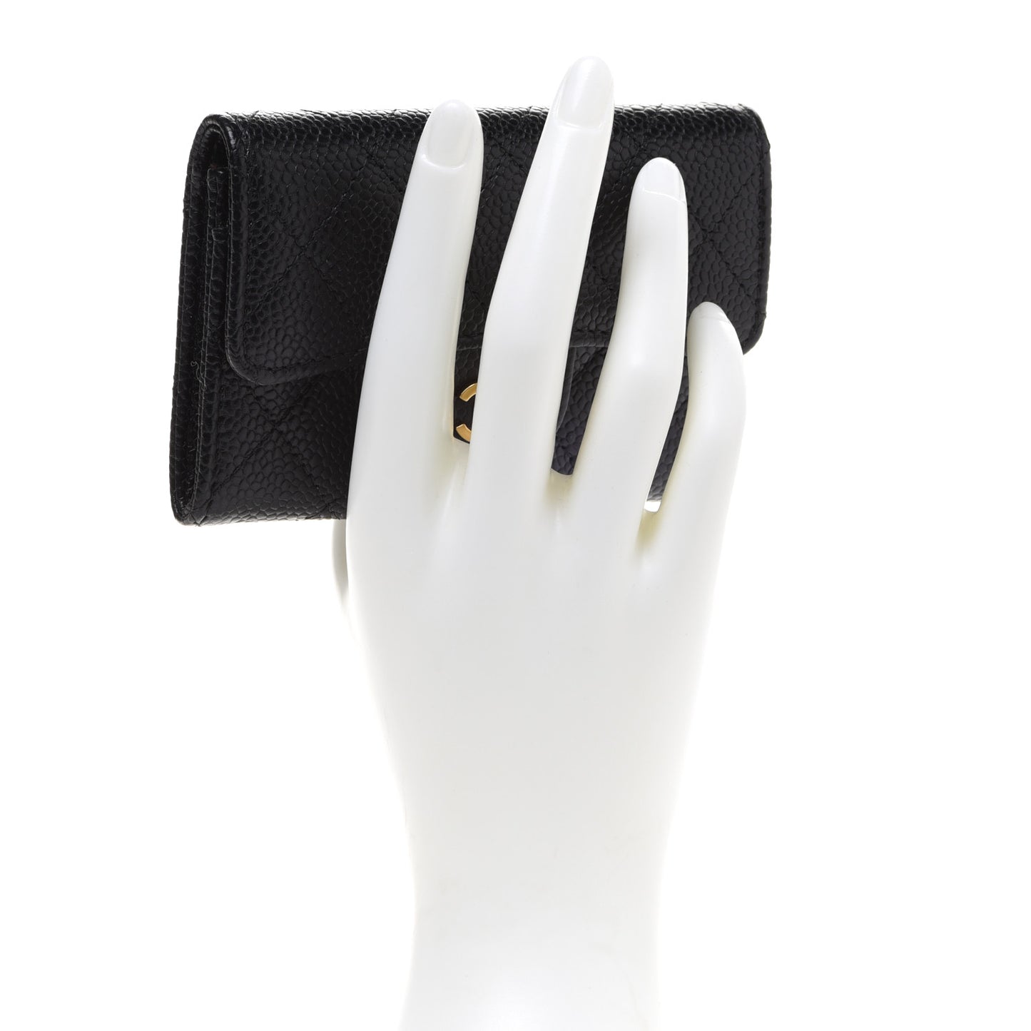 Caviar Quilted Flap Card Holder Black