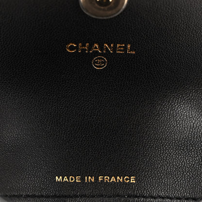 Chanel Lambskin Quilted Pearl Top Handle Clutch With Chain  Black 6 of 10