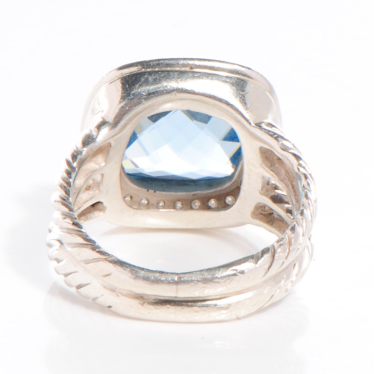 David Yurman Sterling Silver Diamond Blue Topaz 11mm Albion Ring 50 5.5 3 of 6