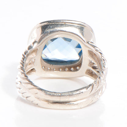 David Yurman Sterling Silver Diamond Blue Topaz 11mm Albion Ring 50 5.5 3 of 6