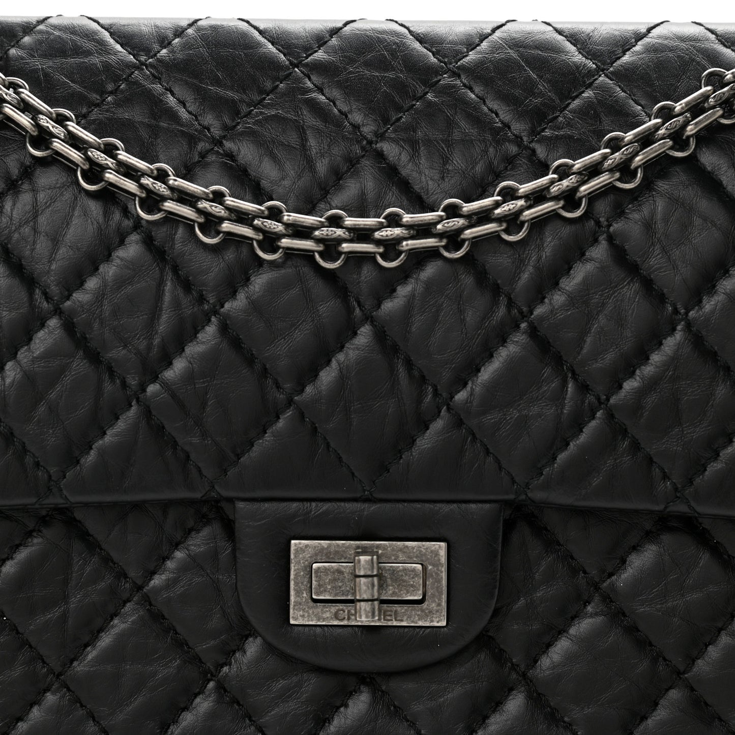 Aged Calfskin Quilted 2.55 Reissue 225 Flap Black