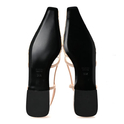 Gucci Suede Mesh Crystal GG Monogram Slingback Ballet Flats 36.5 Light Powder Skin Rose 37 Light Powder Skin Rose 36.5 Light Powder Skin Rose 6 of 9