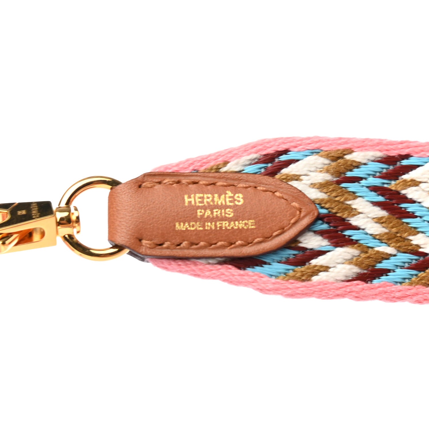 Hermes Toile Swift 25mm Sangle Cavale Shoulder Strap Rose d'Ete White Gold 3 of 5