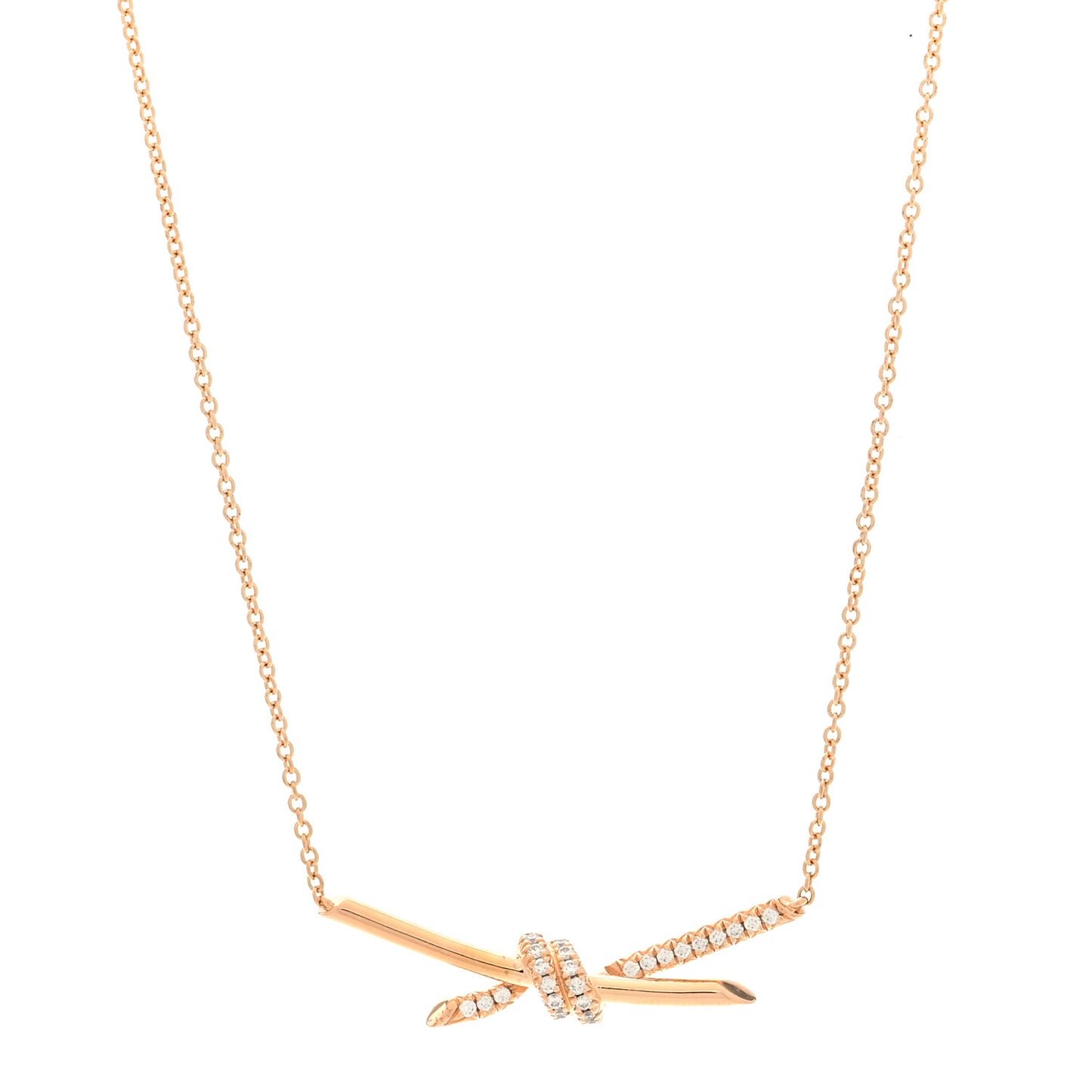18K Rose Gold Diamond Knot Necklace