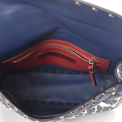 Valentino Garavani Nappa VLTN Print Medium Rockstud Spike Shoulder Bag Pure Blue White 5 of 9