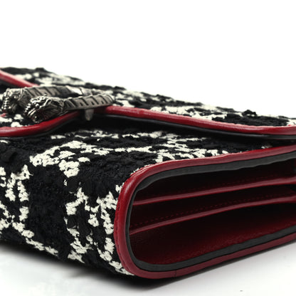Gucci Tweed GG Monogram Mini Dionysus Chain Wallet Black White Romantic Cherry 7 of 8