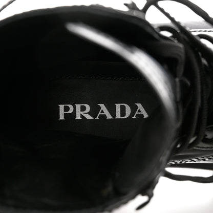 Prada Spazzolato Rois Re-Nylon Metal Triangle Logo Monolith Pouch Pocket 55mm Boots 39.5 Black 8 of 9