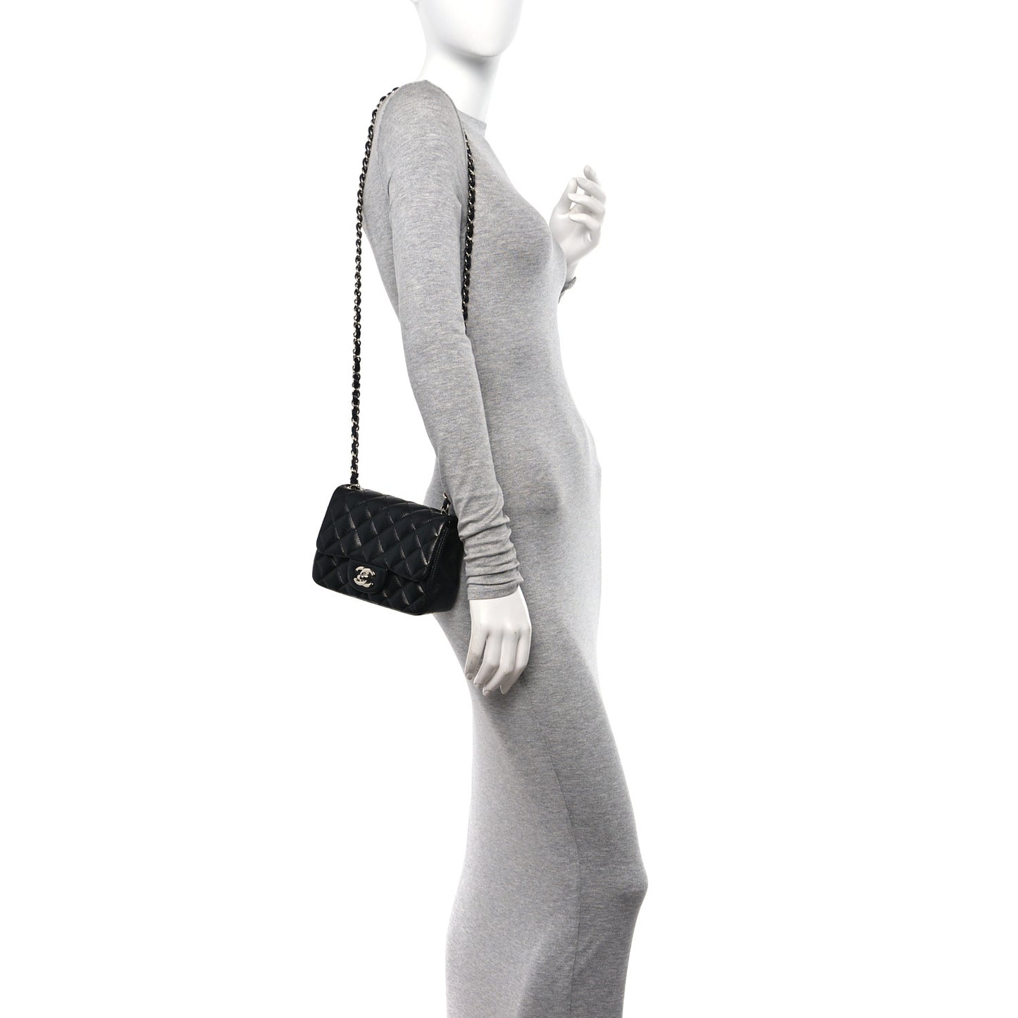 Caviar Quilted Mini Square Flap Black
