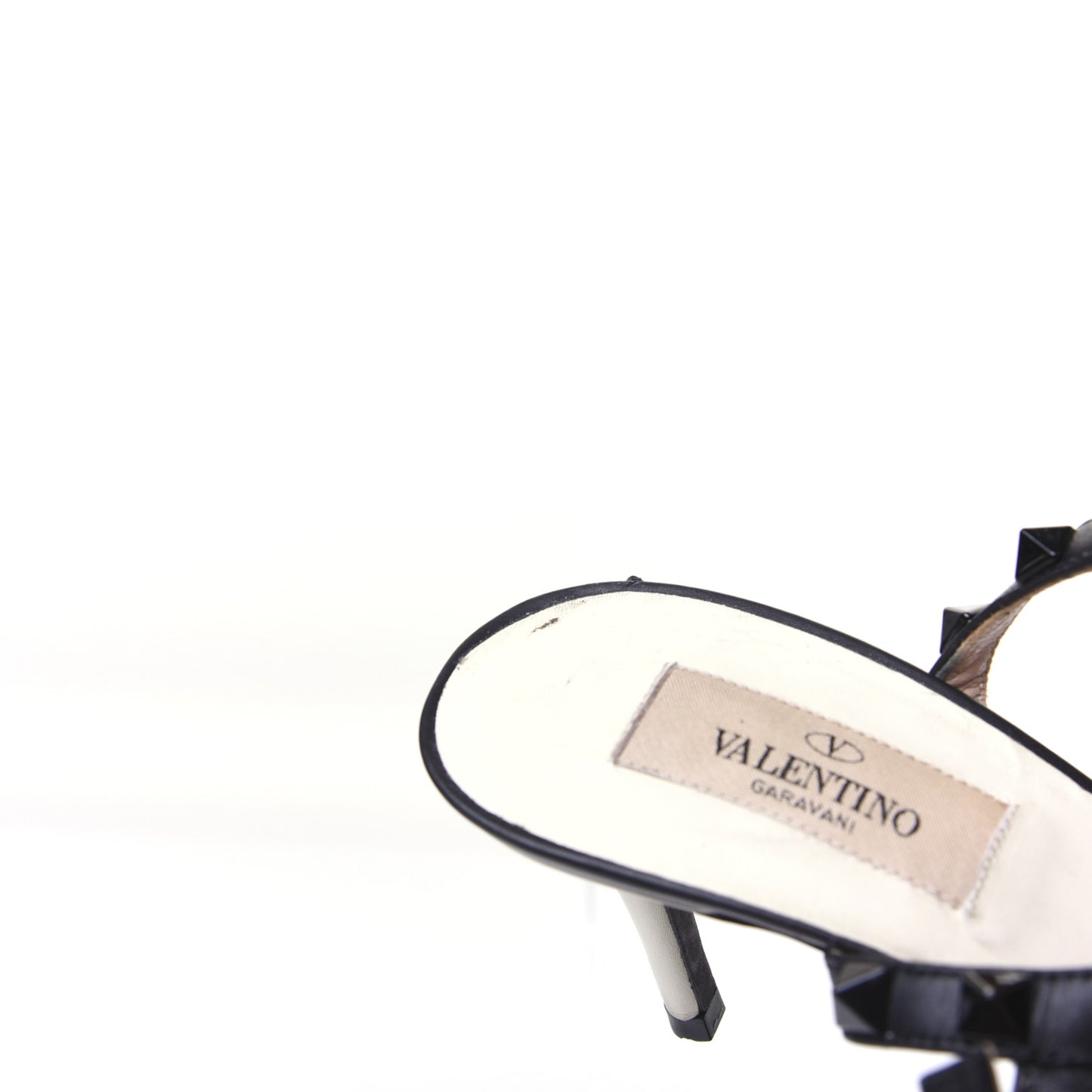 Nappa Rockstud Ankle Strap 65mm Pumps 38 Light Ivory Black