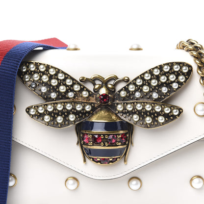 Gucci Nappa Pearl Studded Mini Queen Margaret Broadway Shoulder Bag Mystic White 10 of 10