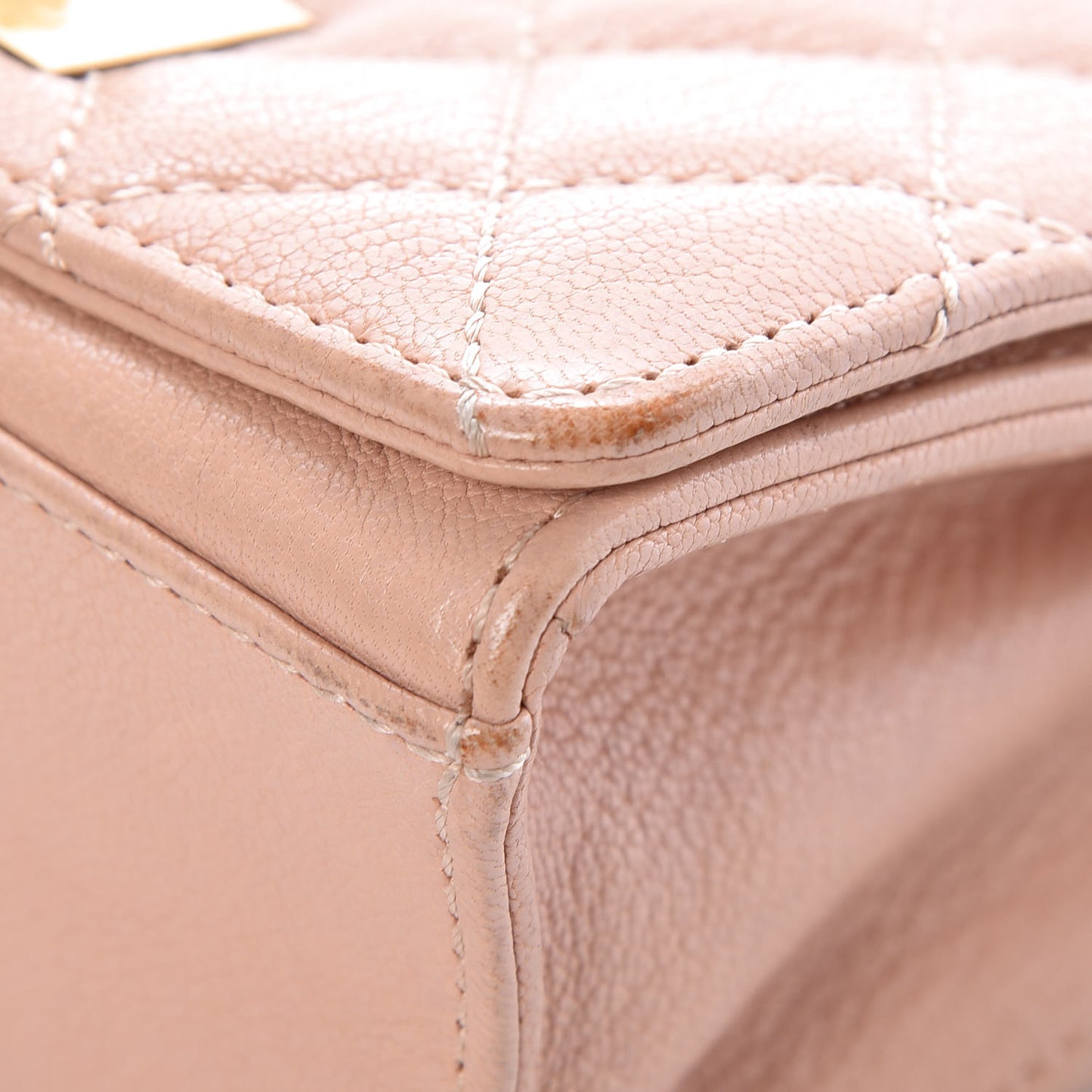Goatskin Quilted Small Rita Top Handle Flap Pink