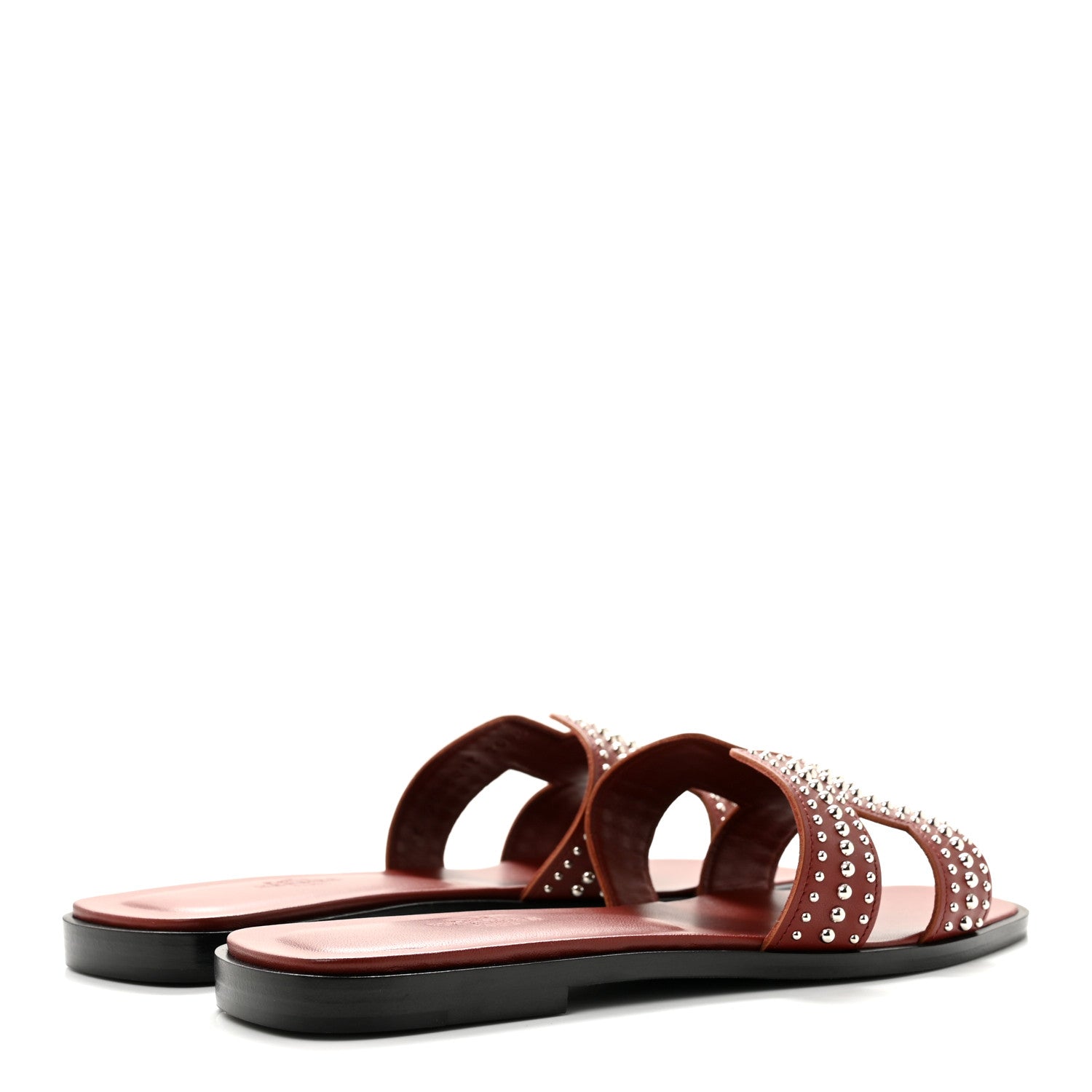 Hermes Calfskin Studded Oran Sandals 36.5 Rouge Tomette 5 of 10