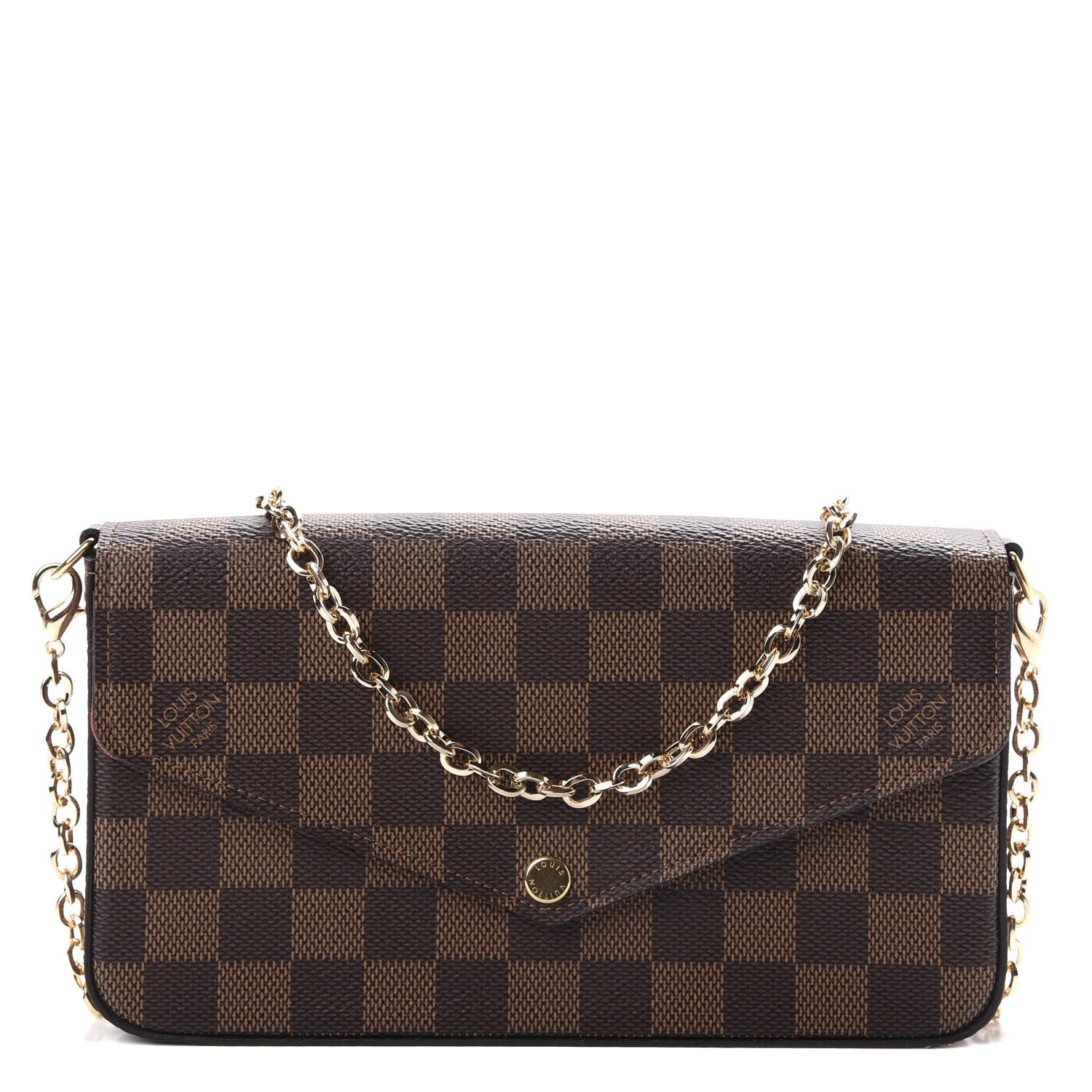 Louis Vuitton Damier Ebene Pochette Felicie Chain Wallet 1 of 12