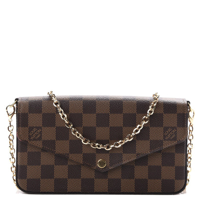Louis Vuitton Damier Ebene Pochette Felicie Chain Wallet 1 of 12
