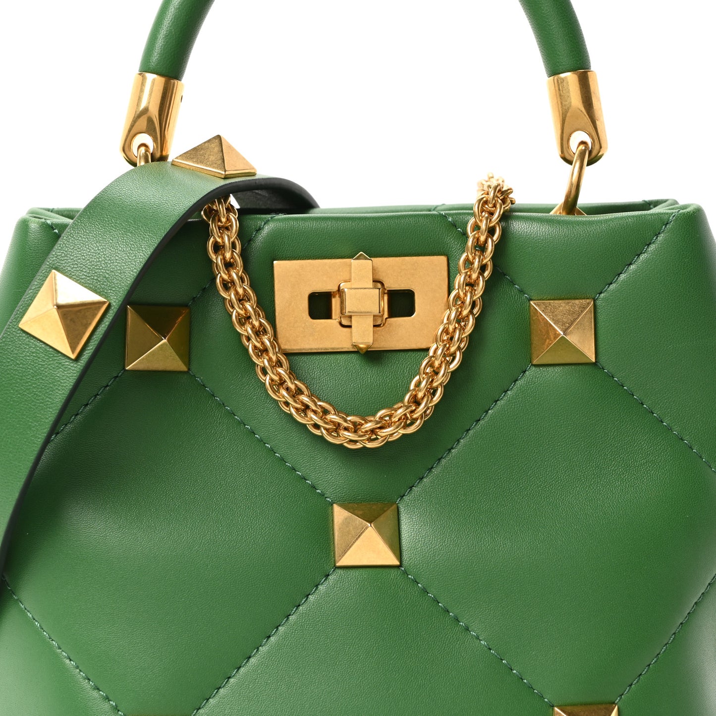 Nappa Small Roman Stud The Handle Bag Gea Green