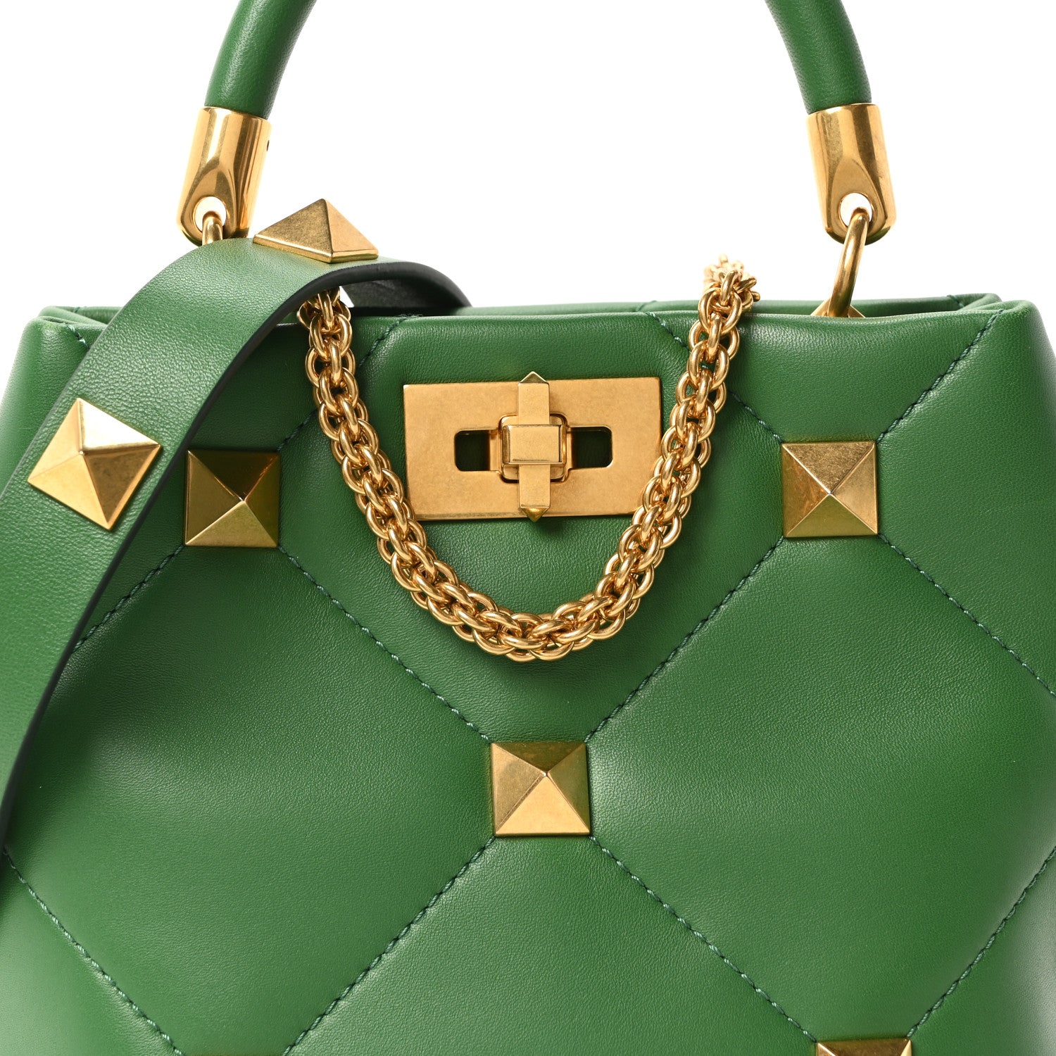 Valentino Garavani Nappa Small Roman Stud The Handle Bag Gea Green 7 of 9
