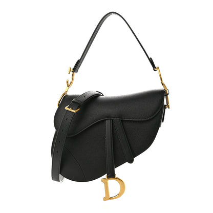 Christian Dior Grained Calfskin Saddle Bag With Strap Black 1 of 10