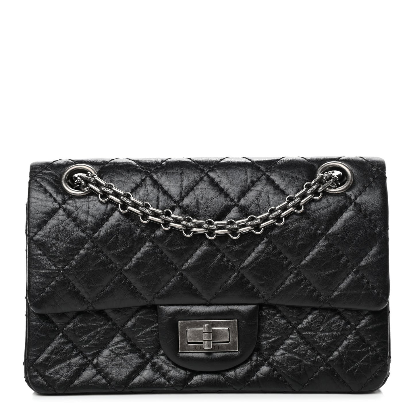 Aged Calfskin Quilted 2.55 Reissue Mini Flap Black
