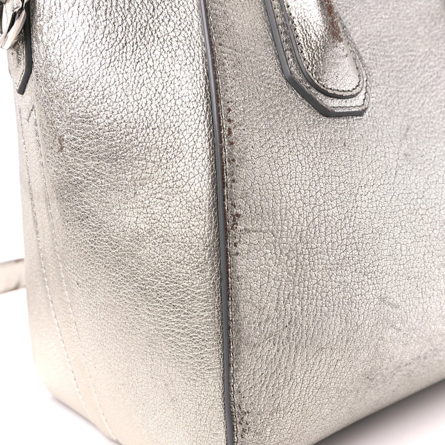 Metallic Sugar Goatskin Small Antigona Silver