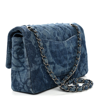 Chanel Denim Quilted Medium Camellia Flap Blue 3 of 11