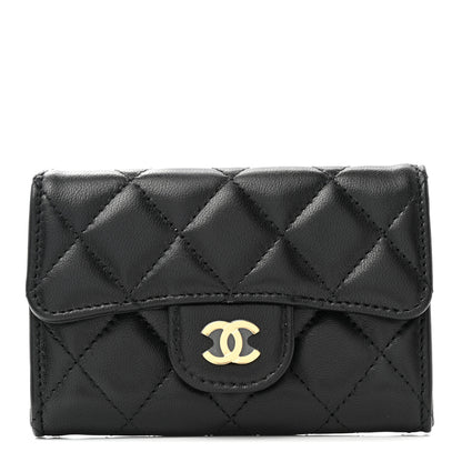 Chanel Lambskin Quilted Flap Card Holder Wallet Black 1 of 9