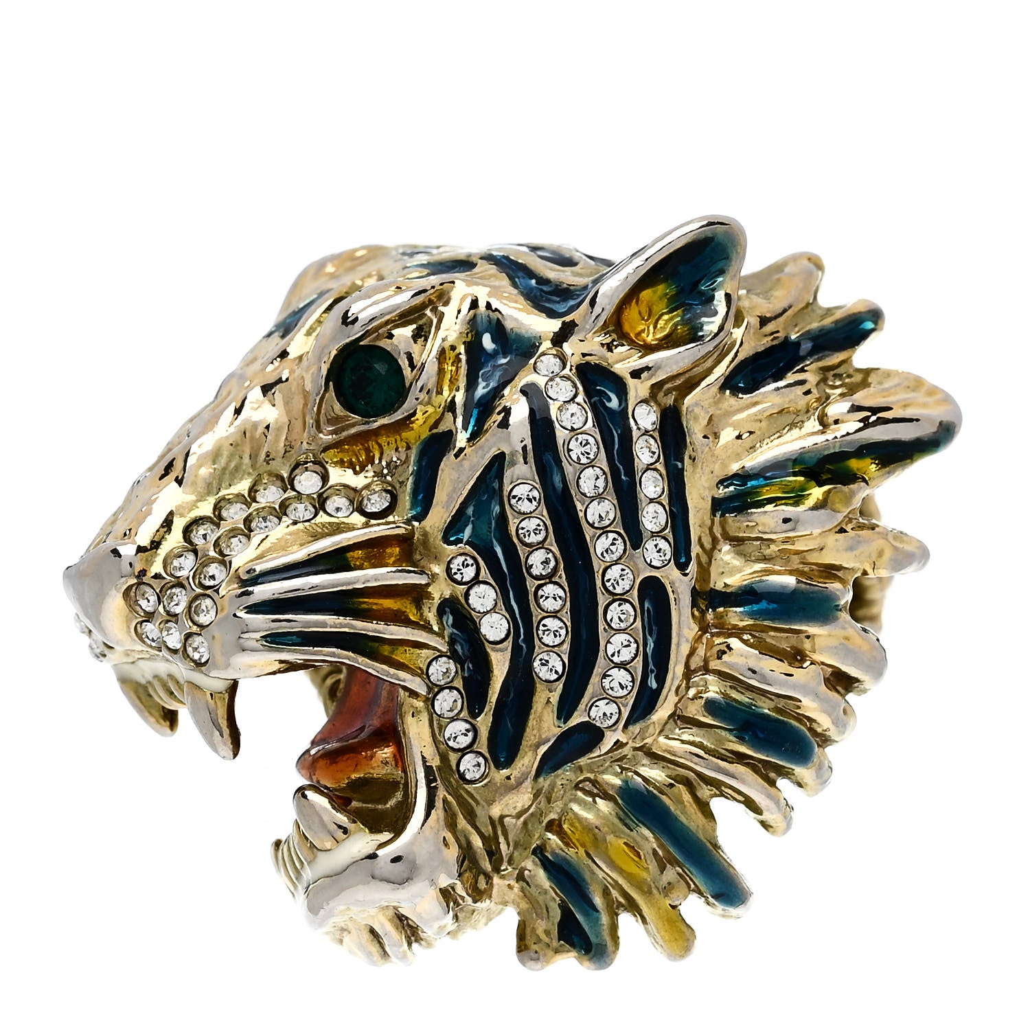 Gucci Metal Crystal Rajah Ring S Gold 1 of 8