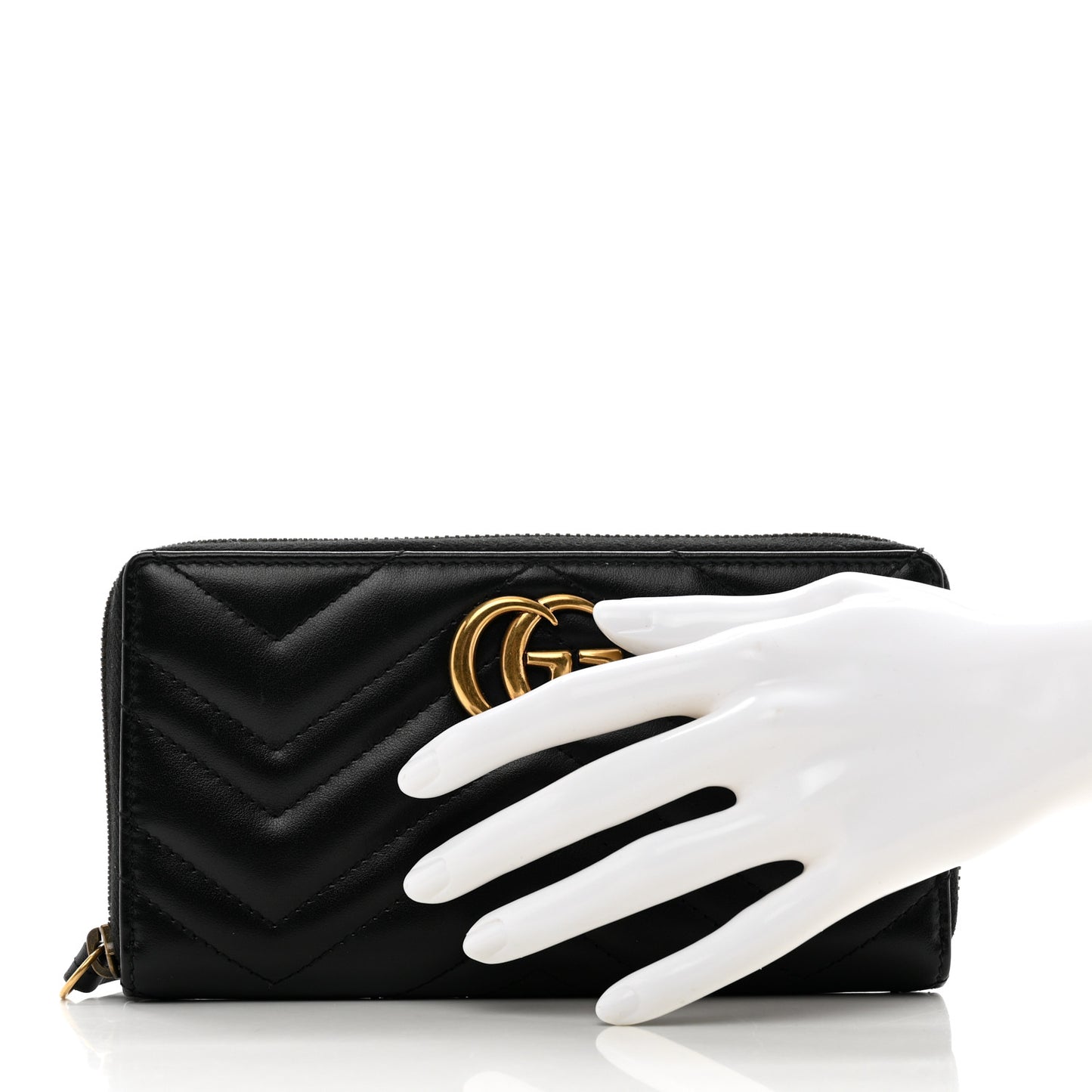 Calfskin Matelasse GG Marmont Zip Around Wallet Black