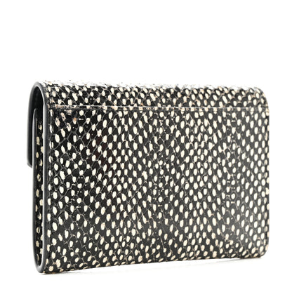 Saint Laurent Calfskin Lambskin Snakeskin Embossed Small Monogram Envelope Wallet Black White 3 of 9