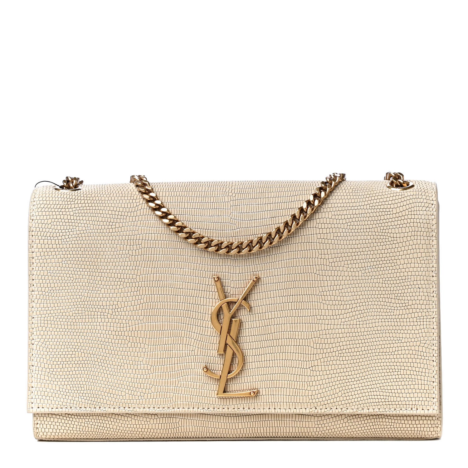 Saint Laurent Calfskin Lizard Embossed Medium Classic Monogram Kate Satchel Linen 1 of 4