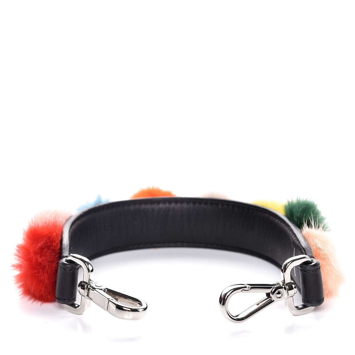 Mink Fur Pom Pom Mini Strap You Black Multicolor