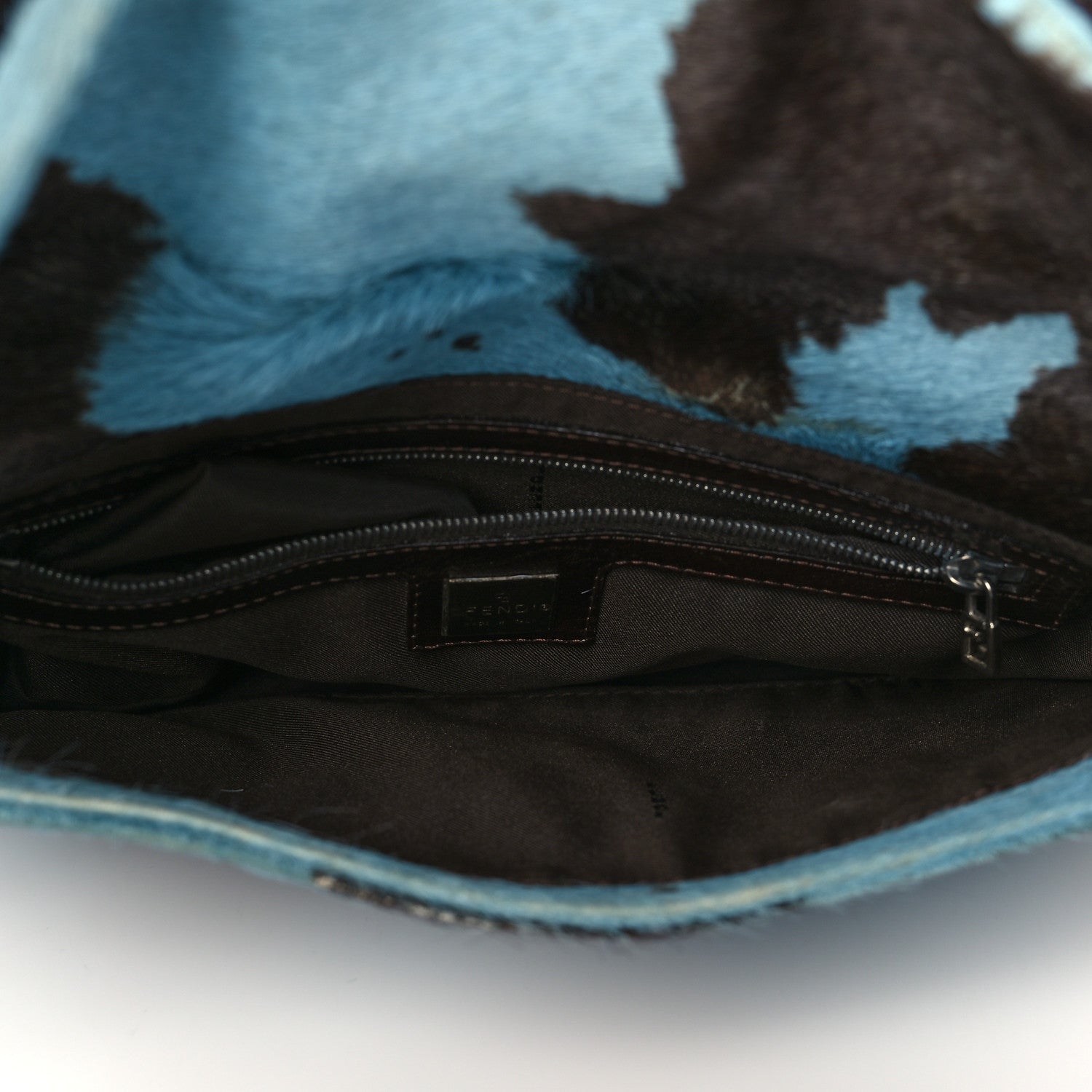 Fendi Calf Hair Baguette Light Blue Brown 5 of 10